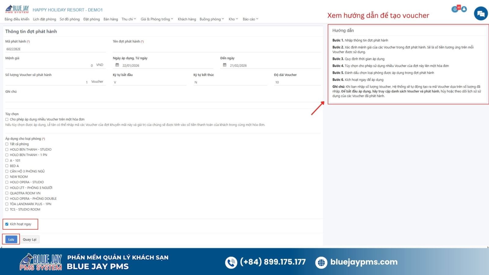 tính năng quản lý voucher